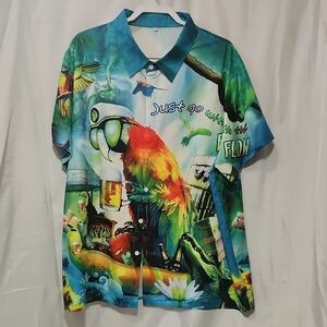 Source Unknown Multicolor Tropical Parrot Button-Down Shirt